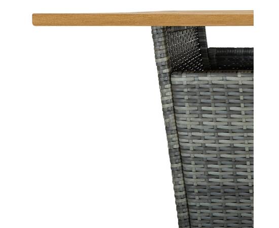 Masă de bar, gri, 80x80x110 cm, poliratan/lemn masiv acacia, 5 image
