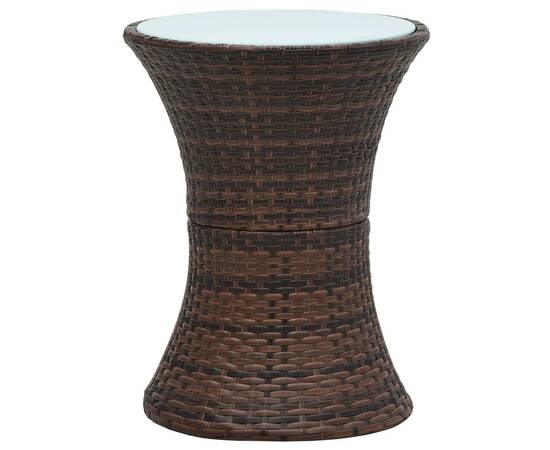Masă laterală de grădină în formă de tambur, maro, poliratan, 2 image