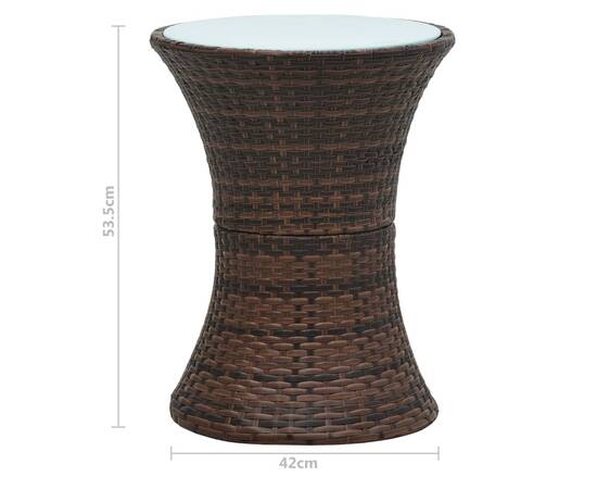 Masă laterală de grădină în formă de tambur, maro, poliratan, 4 image