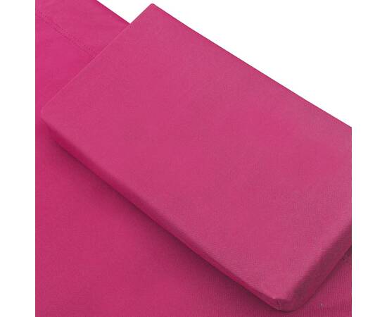 Pat șezlong de exterior, roz, material textil, 5 image