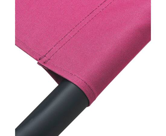 Pat șezlong de exterior cu baldachin și perne, roz, 6 image