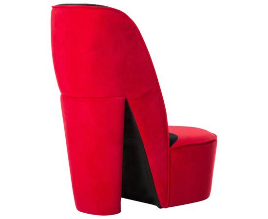 Scaun în formă de pantof cu toc, roșu, catifea, 3 image