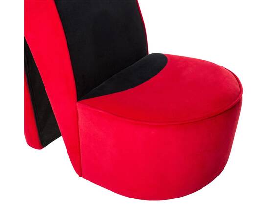 Scaun în formă de pantof cu toc, roșu, catifea, 6 image