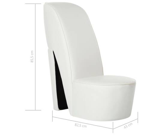 Scaun, design toc înalt, alb, piele ecologică, 7 image