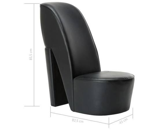 Scaun, design toc înalt, negru, piele ecologică, 7 image