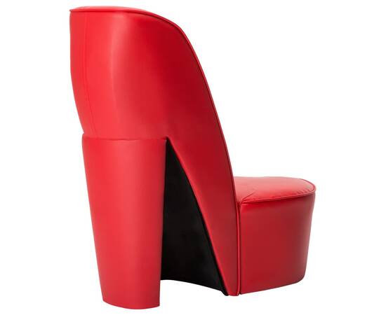 Scaun, design toc înalt, roșu, piele ecologică, 3 image