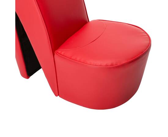 Scaun, design toc înalt, roșu, piele ecologică, 6 image