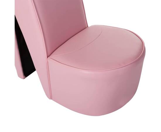 Scaun, design toc înalt, roz, piele ecologică, 6 image