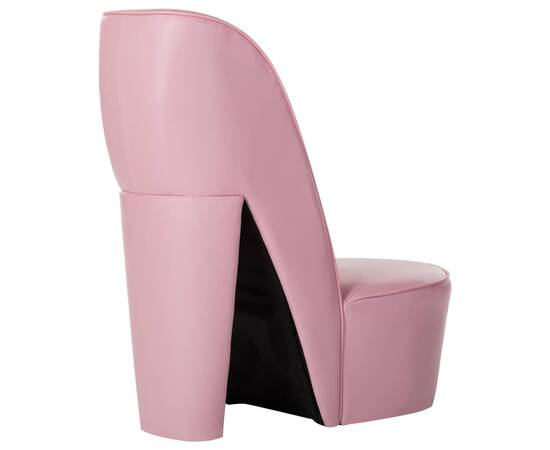 Scaun, design toc înalt, roz, piele ecologică, 3 image