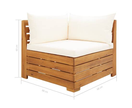 Canapea colț modulară cu perne, 1 buc., lemn masiv de acacia, 11 image