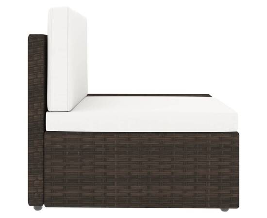Canapea modulară cu 2 locuri, maro, poliratan, 5 image