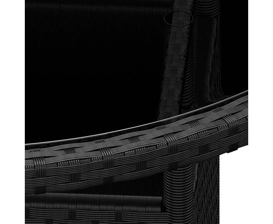 Masă de grădină, negru, Ø80x75 cm, sticlă securizată/poliratan, 3 image