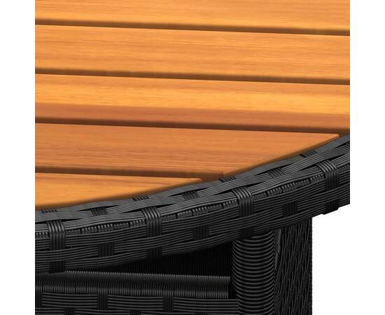 Masă de grădină, negru, Ø80x75cm, lemn de acacia/poliratan, 3 image