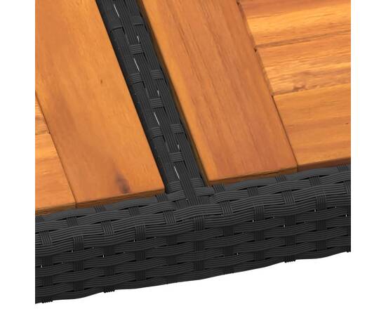 Masă de grădină, negru, 200x150x75cm, lemn de acacia/poliratan, 4 image