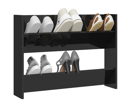 Pantofare de perete, negru extralucios, 80x18x60 cm, pal, 3 image