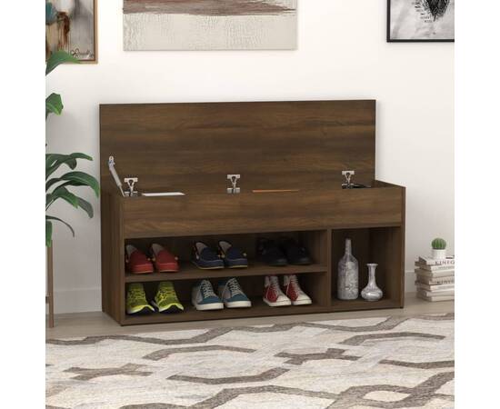 Bancă pentru pantofi stejar maro 105x30x45 cm lemn prelucrat