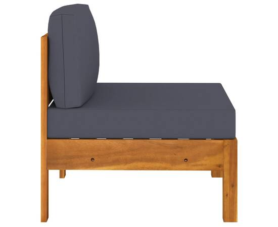 Canapea de mijloc cu pernă gri închis, lemn masiv acacia, 3 image