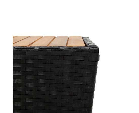Masă de ceai negru 41,5x41,5x43 cm poliratan lemn masiv acacia, 5 image