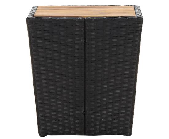 Masă de ceai negru 41,5x41,5x43 cm poliratan lemn masiv acacia, 4 image