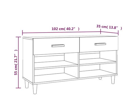 Pantofar, gri beton, 102x35x55 cm, lemn compozit, 9 image