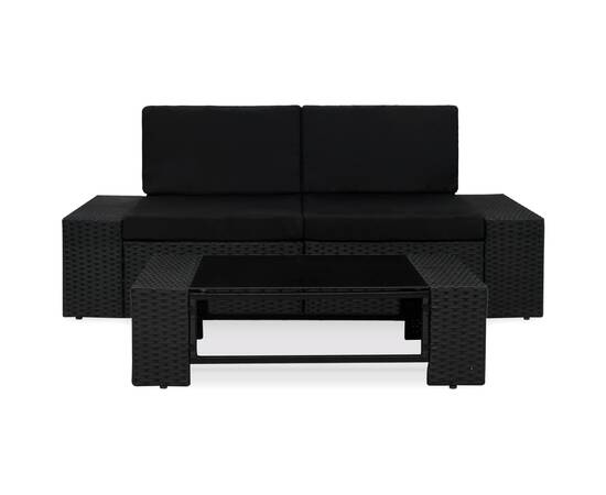 Set mobilier de grădină, 3 piese, negru, poliratan, 2 image