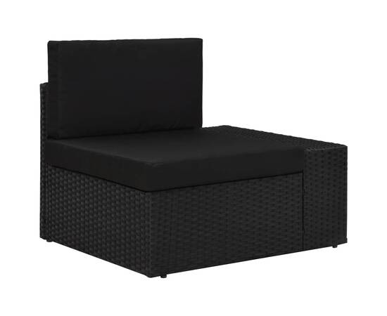 Set mobilier de grădină, 3 piese, negru, poliratan, 5 image