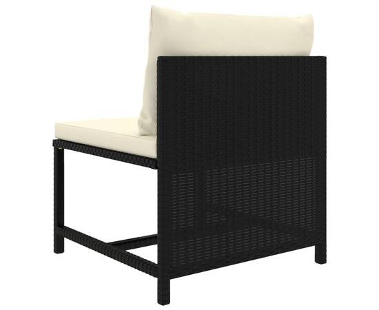 Canapea modulară de mijloc cu pernă, negru, poliratan, 4 image
