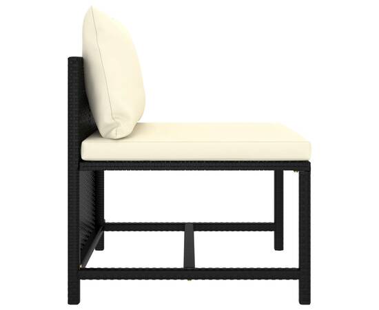 Canapea modulară de mijloc cu pernă, negru, poliratan, 3 image