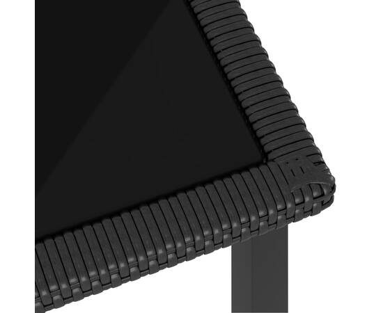 Masă de grădină, negru, 70x70x73 cm, poliratan, 3 image