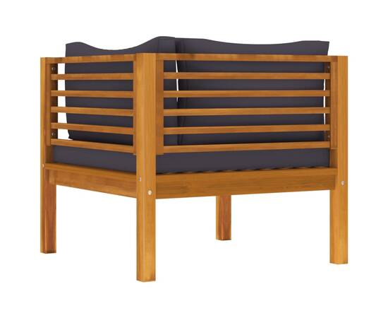 Set de canapele, 2 piese, perne gri închis, lemn masiv acacia, 6 image