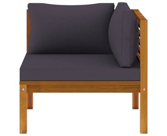 Set de canapele, 2 piese, perne gri închis, lemn masiv acacia, 8 image