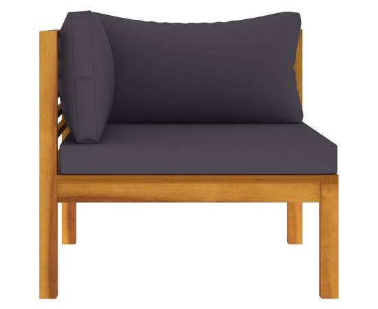 Set de canapele, 2 piese, perne gri închis, lemn masiv acacia, 9 image