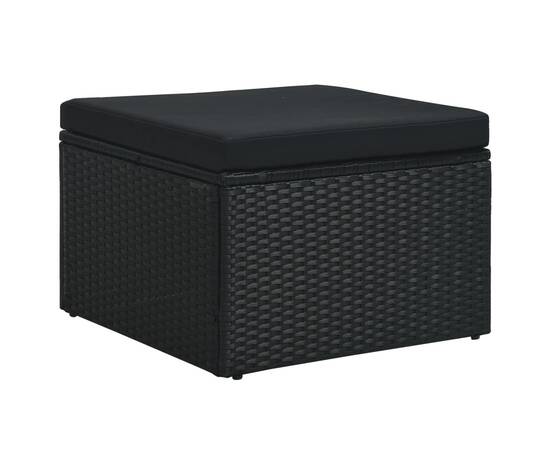 Set mobilier de grădină cu perne, 4 piese, negru, poliratan, 8 image