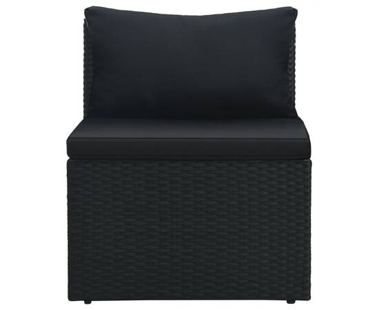 Set mobilier de grădină cu perne, 4 piese, negru, poliratan, 7 image