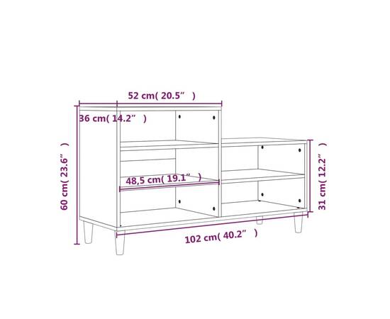 Pantofar, stejar maro, 102x36x60 cm, lemn prelucrat, 9 image