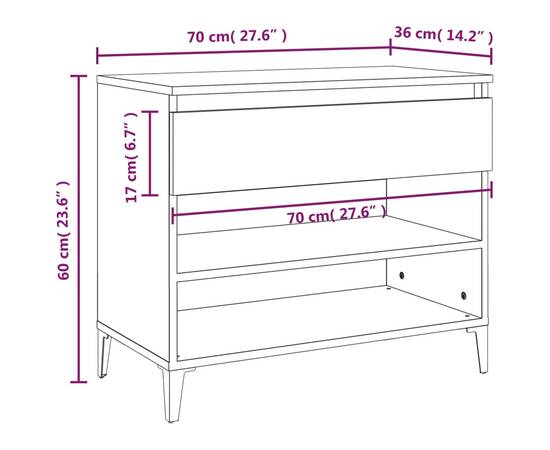 Pantofar, stejar maro, 70x36x60 cm, lemn prelucrat, 10 image