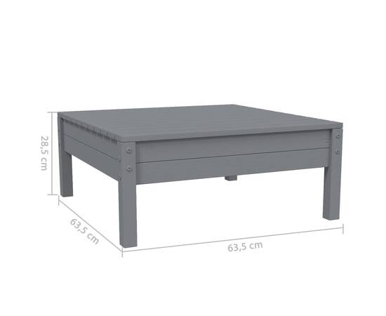 Set mobilier de grădină cu perne, 3 piese, gri, lemn masiv pin, 11 image