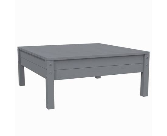 Set mobilier de grădină cu perne, 3 piese, gri, lemn masiv pin, 7 image