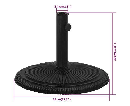 Bază de umbrelă, negru, 45x45x30, fontă, 7 image