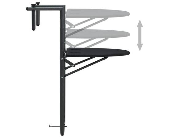Masă balcon suspendată negru 60x64x83,5 cm plastic aspect ratan, 5 image