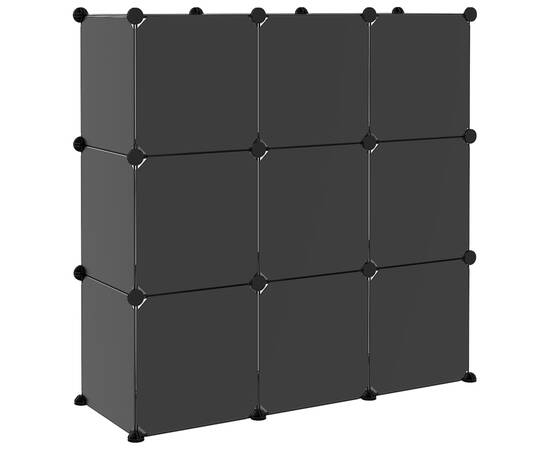 Organizator cub de depozitare cu uși, 9 cuburi, negru, pp, 6 image