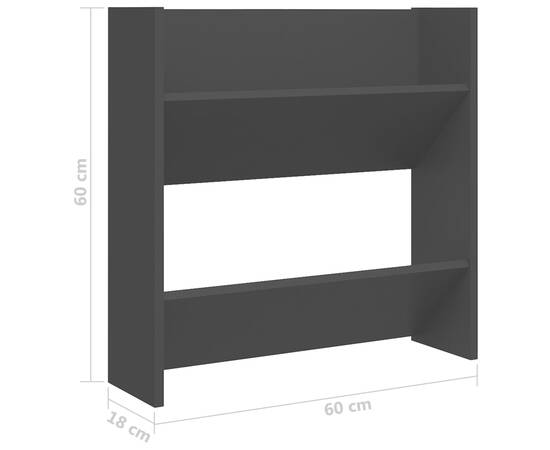 Pantofare de perete, 4 buc., negru, 60x18x60 cm, pal, 8 image