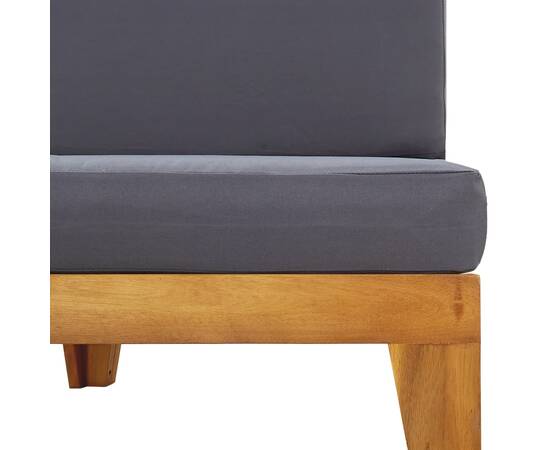 Canapea de mijloc modulară, perne gri închis, lemn masiv acacia, 5 image