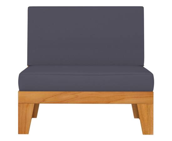 Canapea de mijloc modulară, perne gri închis, lemn masiv acacia, 2 image