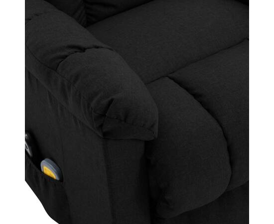 Fotoliu de masaj rabatabil vertical, negru, material textil, 6 image
