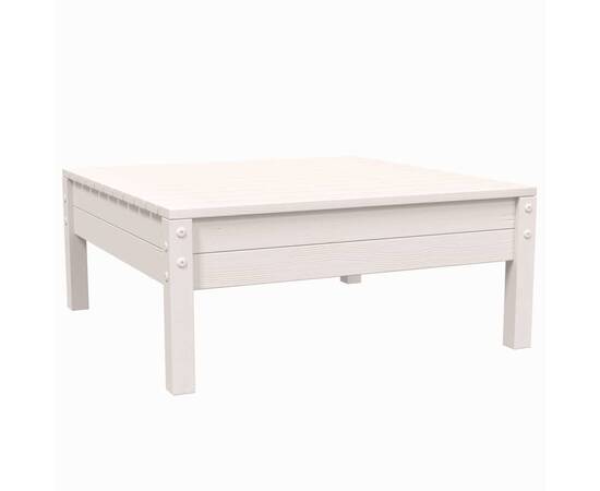 Set mobilier de grădină cu perne, 3 piese, alb, lemn masiv pin, 5 image