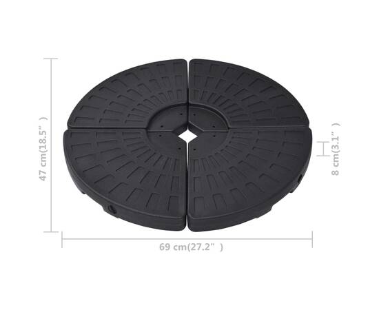 Suport de umbrelă în formă de evantai, 4 buc., negru, 5 image