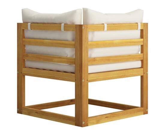 Canapea colțar modular cu perne, alb crem, lemn masiv de acacia, 4 image