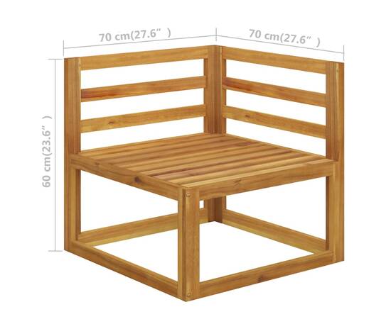 Canapea colțar modular cu perne, alb crem, lemn masiv de acacia, 5 image
