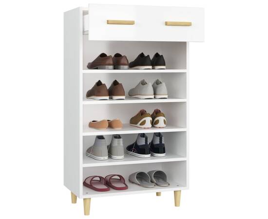 Pantofar, alb extralucios, 60x35x105 cm, lemn prelucrat, 5 image